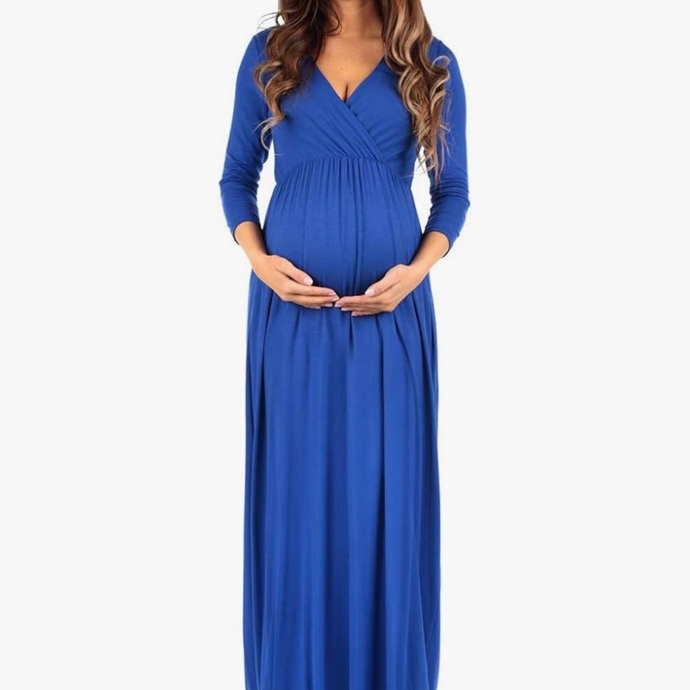 Mother Bee Maternity Royal Blue Long Sleeve Dress